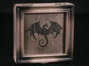 Arcane Tower Box – handcrafted wooden dice tower with engraved fantasy design