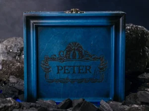 Arcane Tower Box – handcrafted wooden dice tower with engraved fantasy design