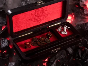 Dice DnD Vault – handcrafted wooden dice storage box with engraving