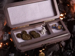 Dice DnD Vault – handcrafted wooden dice storage box with engraving