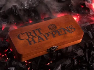 Dice DnD Vault – handcrafted wooden dice storage box with engraving