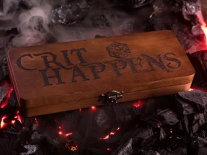 Dice DnD Vault – handcrafted wooden dice storage box with engraving