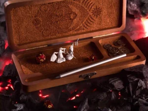 Dice DnD Vault – handcrafted wooden dice storage box with engraving