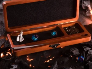 Dice DnD Vault – handcrafted wooden dice storage box with engraving