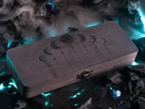 Dice DnD Vault – handcrafted wooden dice storage box with engraving