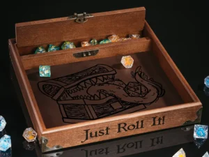 Wooden Dice Tray – handcrafted dice rolling tray with engraved map design