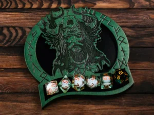 Dungeon master coaster – wooden tabletop gaming coaster with engraved fantasy-themed design