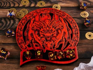 Dungeon master coaster – wooden tabletop gaming coaster with engraved fantasy-themed design
