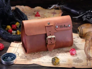 Leather Satchel – handcrafted leather dice bag with buckle closure