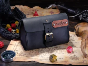 Leather Satchel – handcrafted leather dice bag with buckle closure