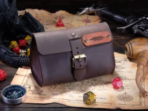 Leather Satchel – handcrafted leather dice bag with buckle closure