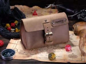 Leather Satchel – handcrafted leather dice bag with buckle closure