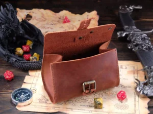 Leather Satchel – handcrafted leather dice bag with buckle closure