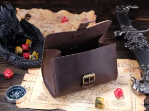 Leather Satchel – handcrafted leather dice bag with buckle closure
