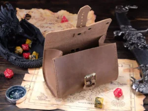 Leather Satchel – handcrafted leather dice bag with buckle closure