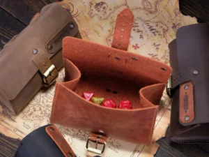 Leather Satchel – handcrafted leather dice bag with buckle closure