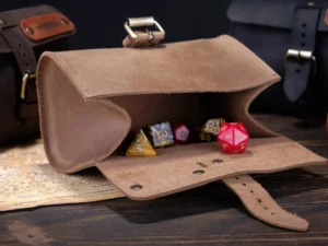 Leather Satchel – handcrafted leather dice bag with buckle closure
