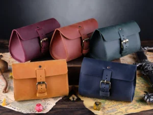 Leather Satchel – handcrafted leather dice bag with buckle closure