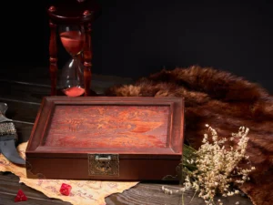 Dice Box Solo – handcrafted wooden dice storage case with engraved design for tabletop gaming