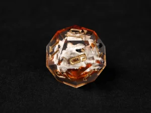 Resin dragon-themed polyhedral dice set for tabletop role-playing games