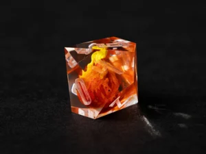 Resin dragon-themed polyhedral dice set for tabletop role-playing games