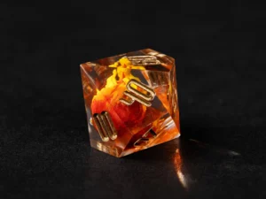 Resin dragon-themed polyhedral dice set for tabletop role-playing games