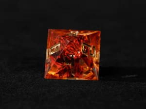 Resin dragon-themed polyhedral dice set for tabletop role-playing games