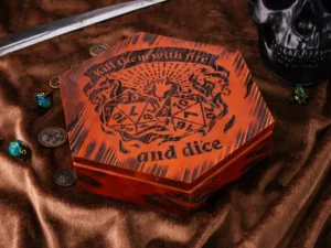 Hexaward – handcrafted wooden hexagonal dice storage and tracker box