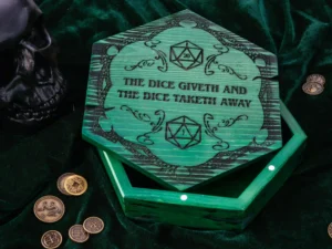 Hexaward – handcrafted wooden hexagonal dice storage and tracker box